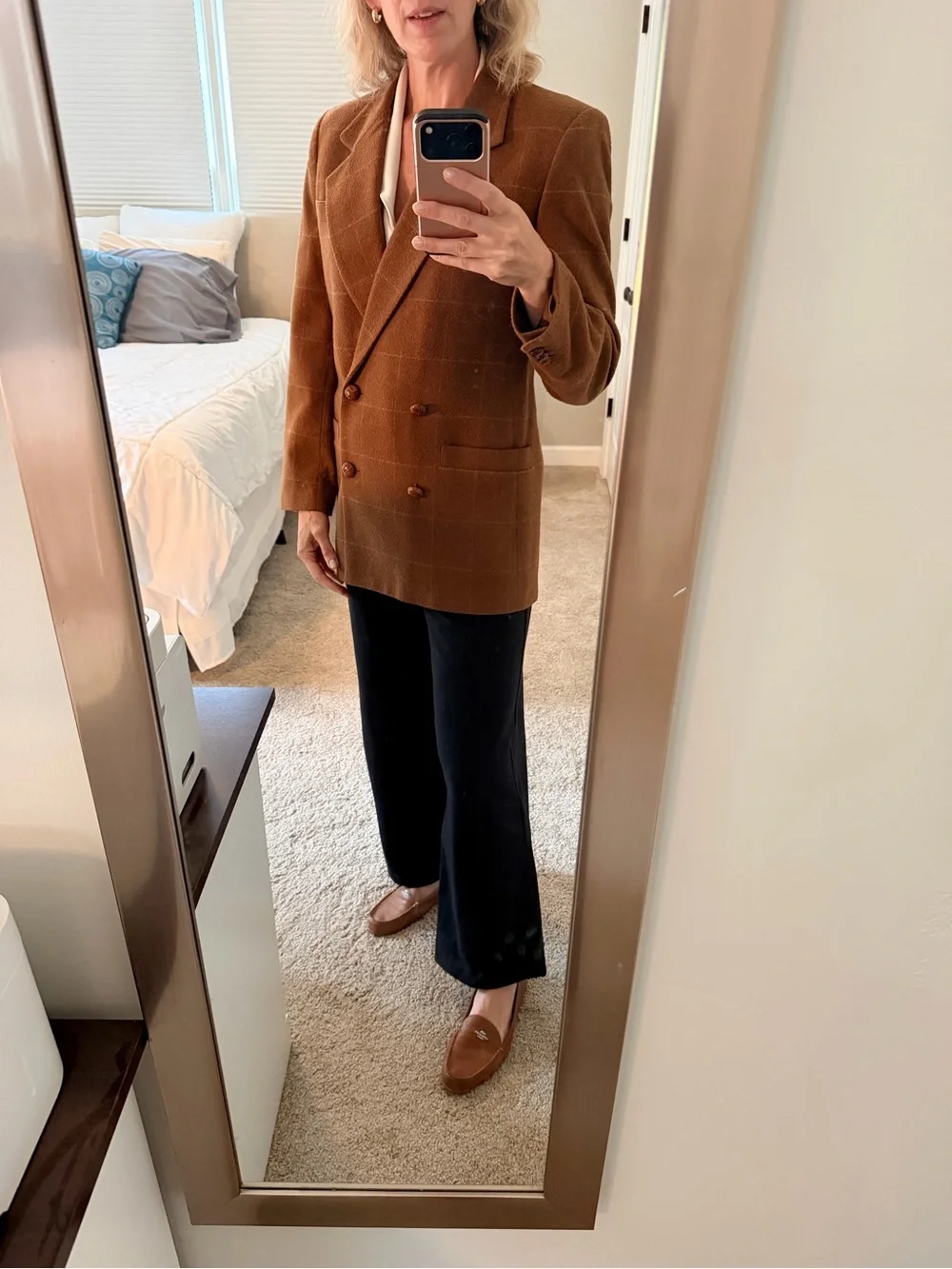 Christian Dior Vintage Double Breasted Women’s Camel Wool Jacket Blazer Size 8